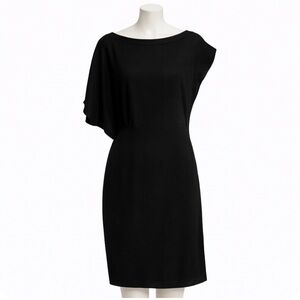 Elegant Black Asymmetrical Women's Dress from IRIS & INK